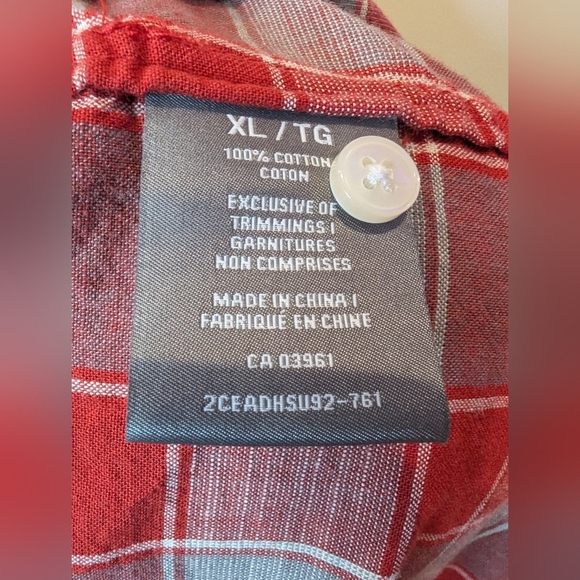 DENVER HAYES Untucked  Modern Fit Button Up Shirt Red & Gray Plaid Men's XL - Picture 4 of 6